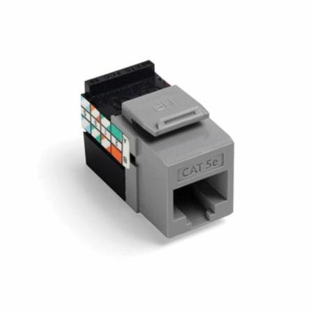 LEVITON 1-Port Mod Jack 110 8W8P Utp, T568A/B Cat5E Quickport, Gigamax Gray 5G108-RG5